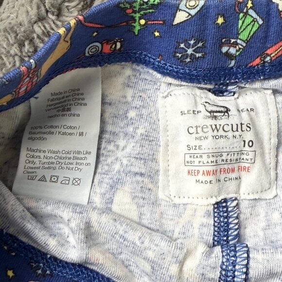NWT J. Crew crewcuts Navy Winter Print Kids Pajama Set Size 10 - Picture 7 of 8